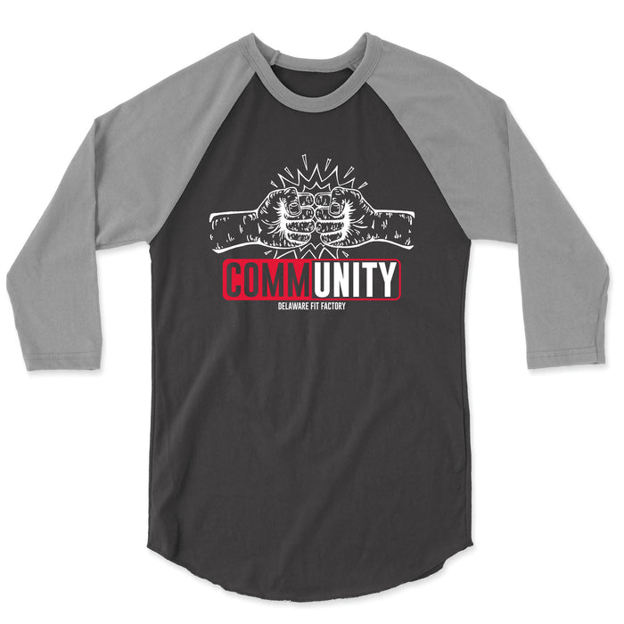 CrossFit Delaware DFF CommUNITY Fistbump Red White Mens - 3/4 Sleeve