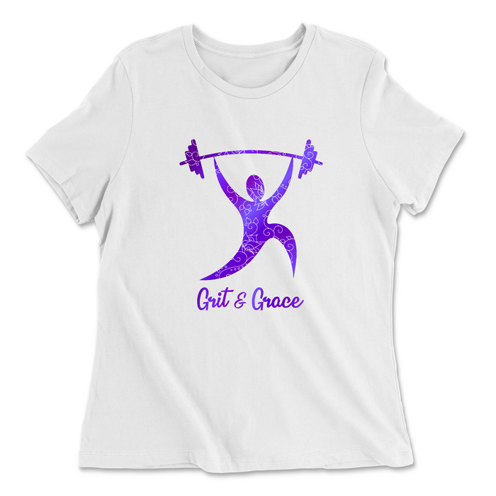 Rushmore CrossFit Grit and Grace (Purple) Womens - Relaxed Jersey T-Shirt