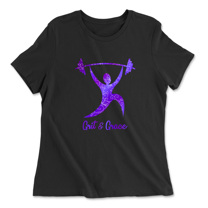 Rushmore CrossFit Grit and Grace (Purple) Womens - Relaxed Jersey T-Shirt