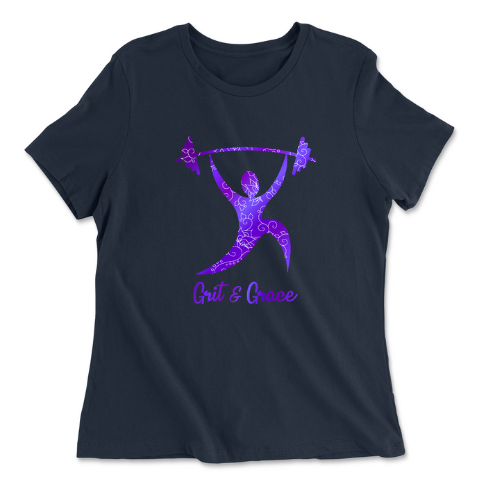Rushmore CrossFit Grit and Grace (Purple) Womens - Relaxed Jersey T-Shirt