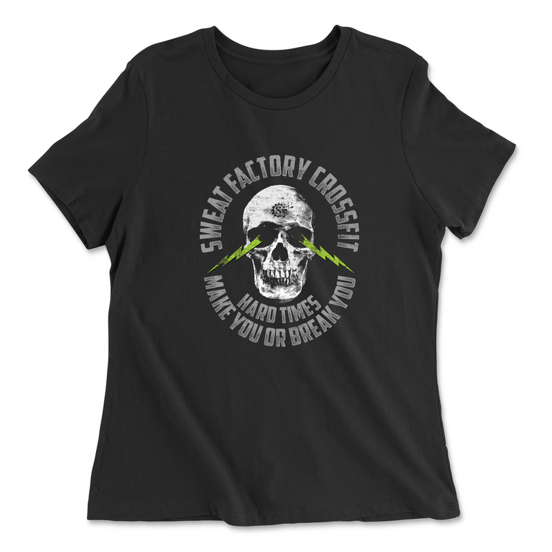 Sweat Factory CrossFit Rockledge Skull and Lightning Womens - Relaxed Jersey T-Shirt