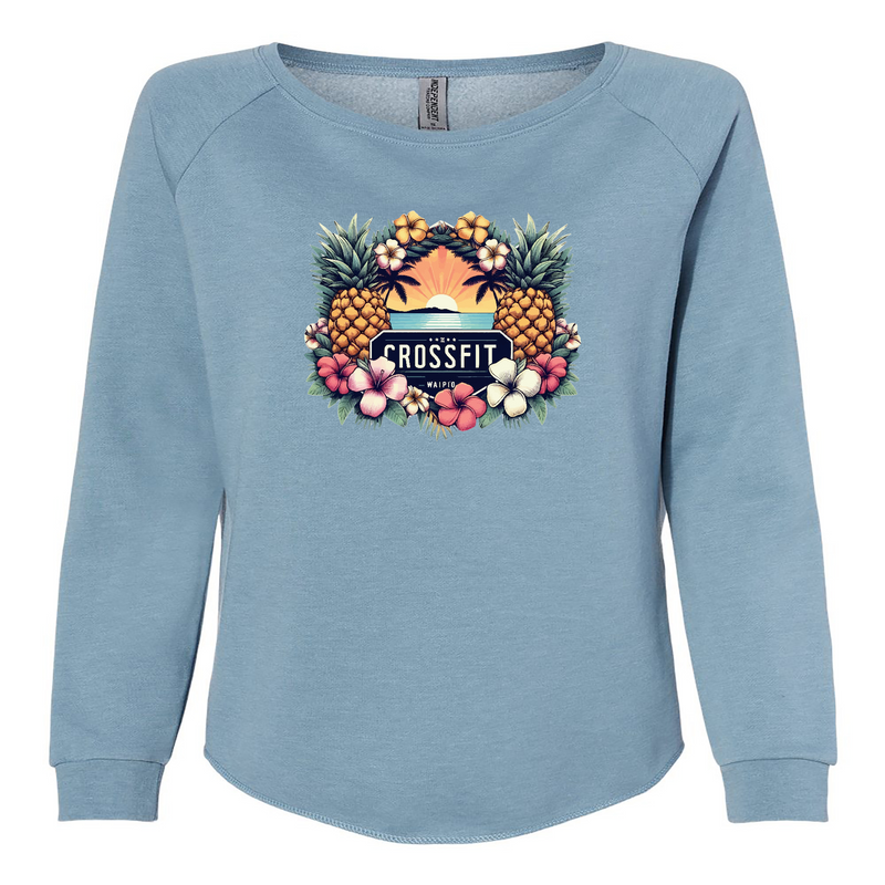 Womens 2X-Large MISTY_BLUE CrewNeck