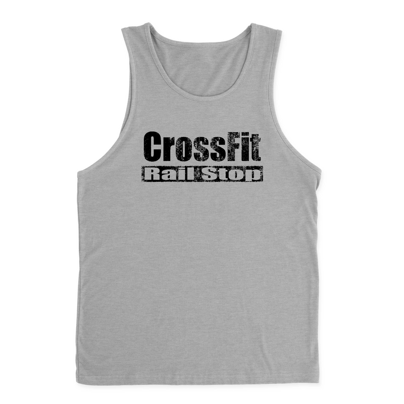 CrossFit Rail Stop Distressed (Black) Mens - Tank Top