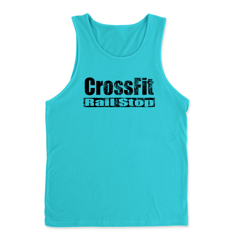CrossFit Rail Stop Distressed (Black) Mens - Tank Top