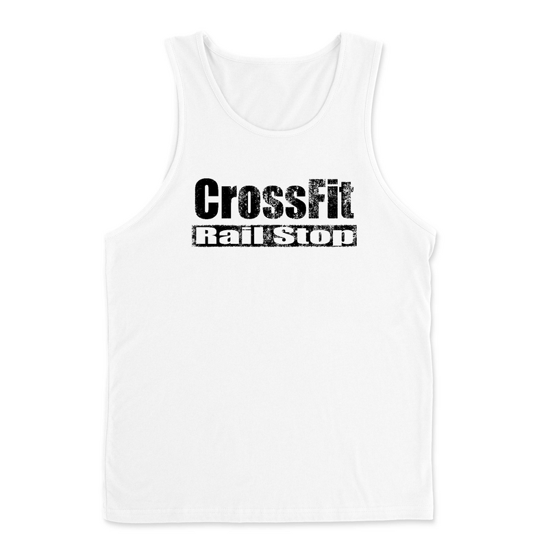 CrossFit Rail Stop Distressed (Black) Mens - Tank Top