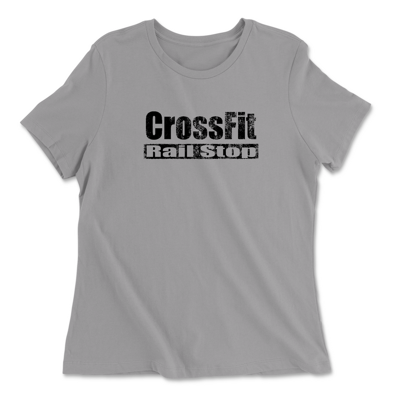 CrossFit Rail Stop Distressed (Black) Womens - Relaxed Jersey T-Shirt