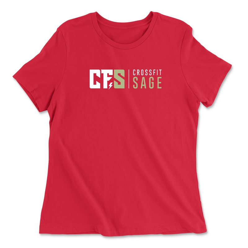 CrossFit Sage Stacked White Womens - Relaxed Jersey T-Shirt