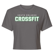 Womens 2X-Large Dark Gray Crop Top (FRONT PRINT ONLY)