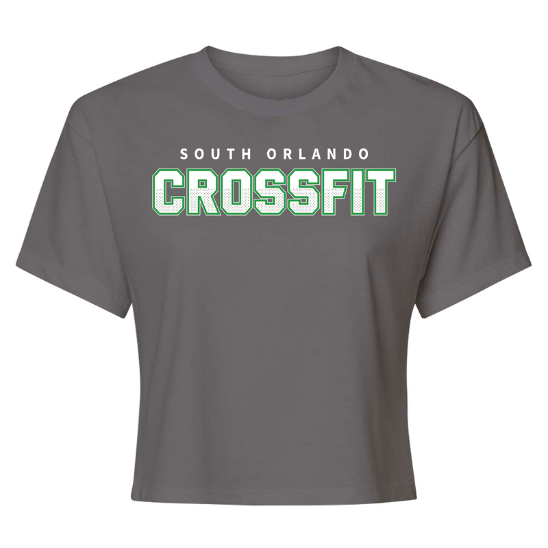 Womens 2X-Large Dark Gray Crop Top (FRONT PRINT ONLY)