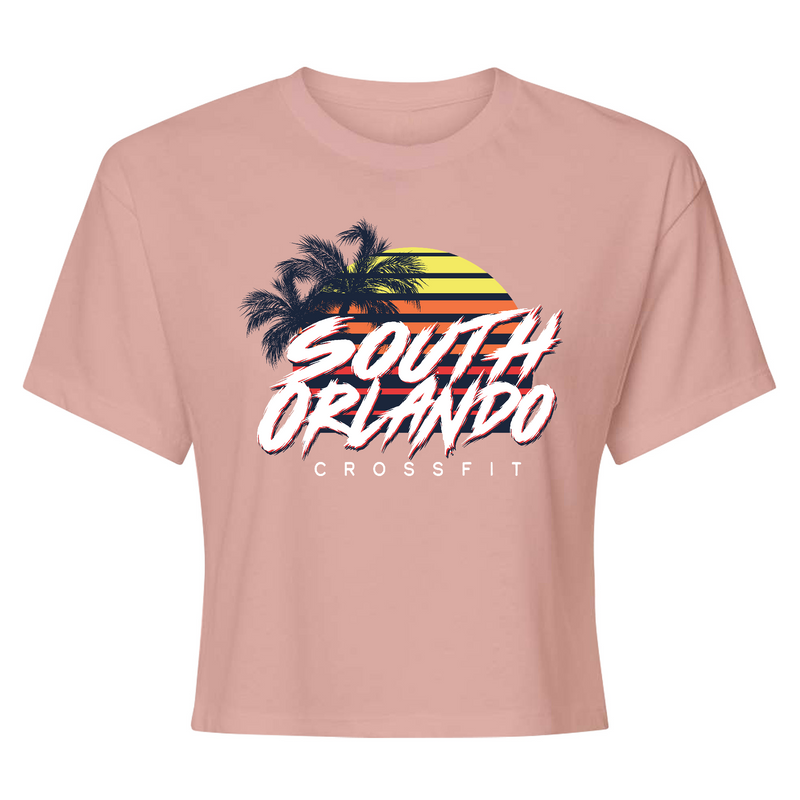 Womens 2X-Large Desert Pink Crop Top (FRONT PRINT ONLY)