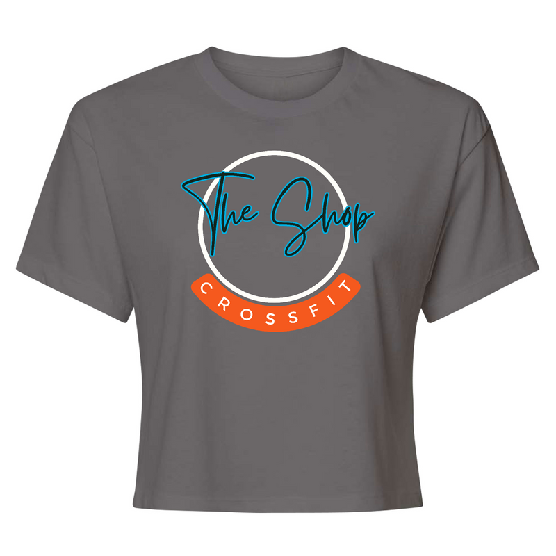 Womens 2X-Large Dark Gray Crop Top T-Shirt