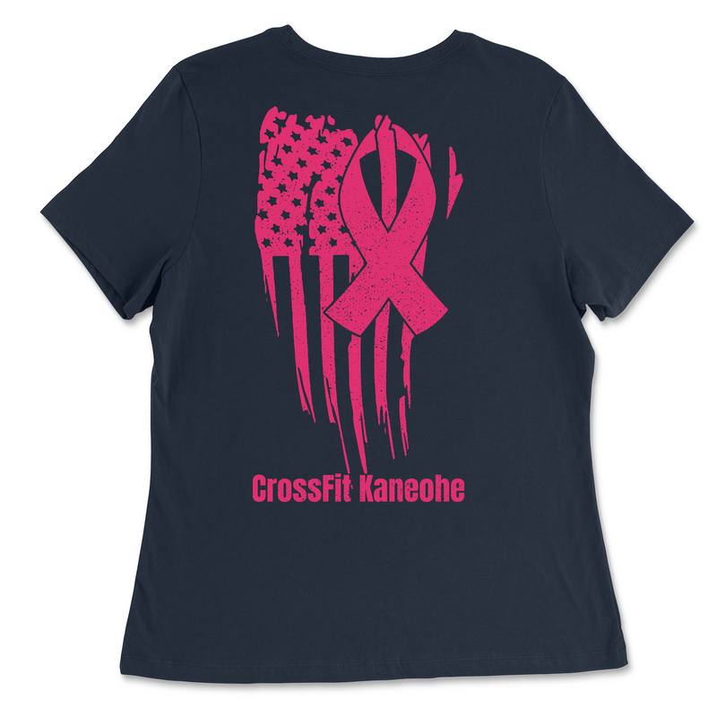 CrossFit Kaneohe Pink Ribbon Womens - Relaxed Jersey T-Shirt