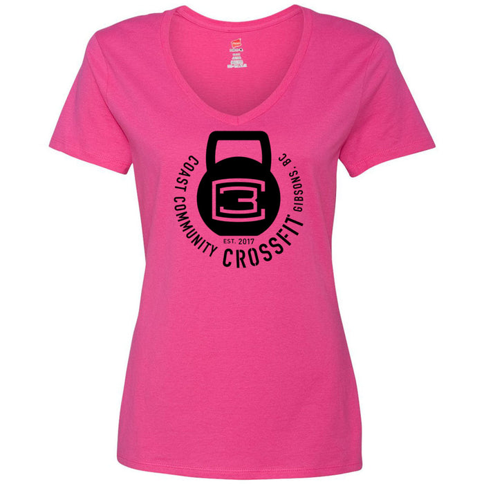 CrossFit Gibsons - 100 - Kettlebell Women's V-Neck T-Shirt